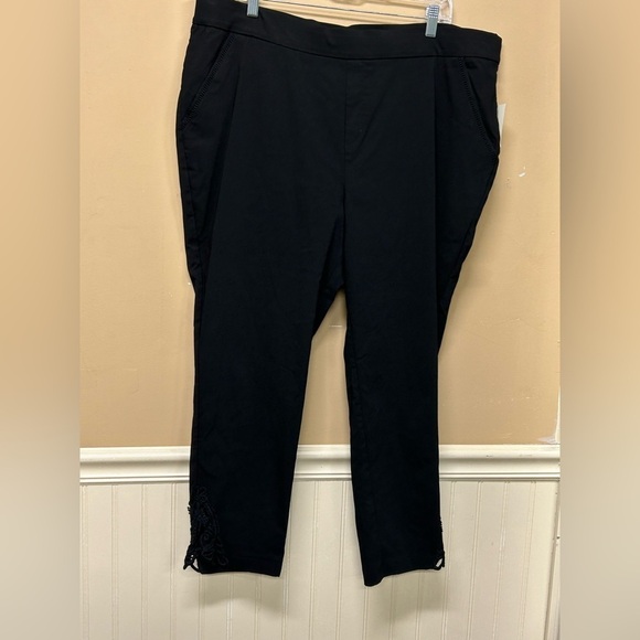 Cactus + Pearl Black Pull On Pants Lace Side Hem Size XXL NWT - Picture 1 of 7